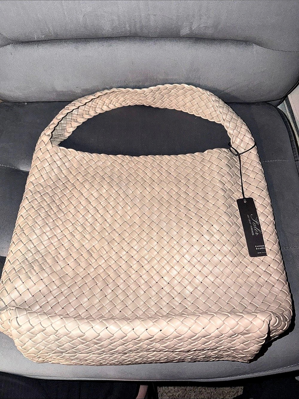 FALOR Woven Leather Shoulder Bag in Pink Like New